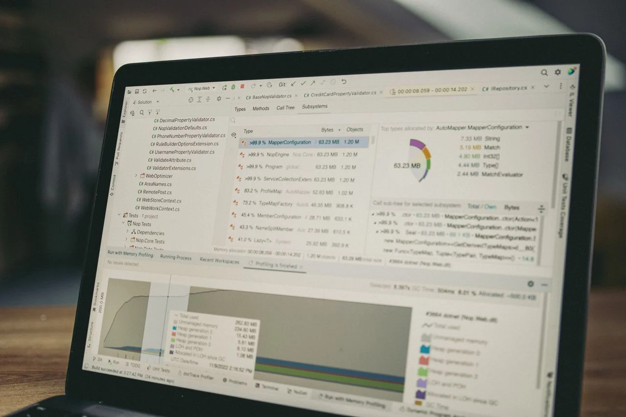 SEO specialist inspecting website code and crawl data on a laptop