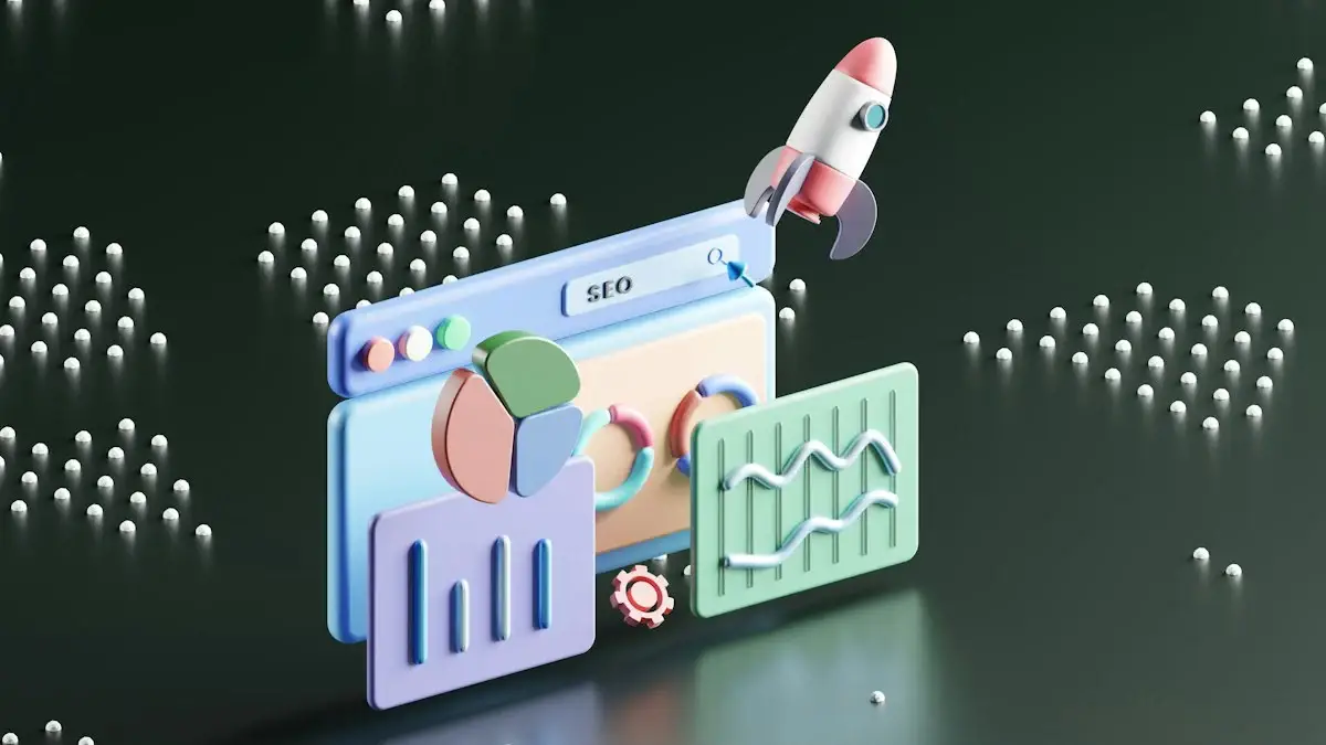 Computer screen with a rocket, representing growth