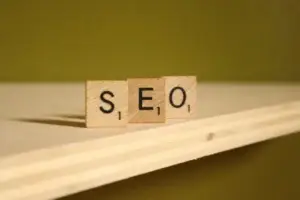 Wooden blocks spelling SEO